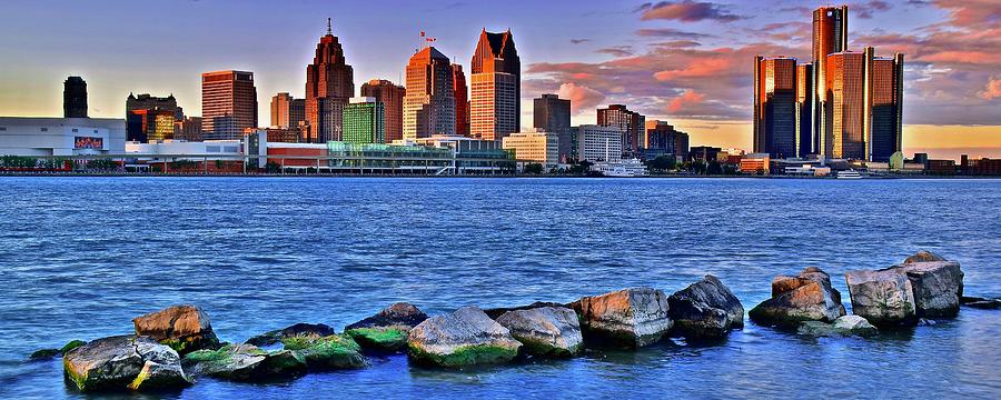As The Sun Goes Down On Detroit Photograph