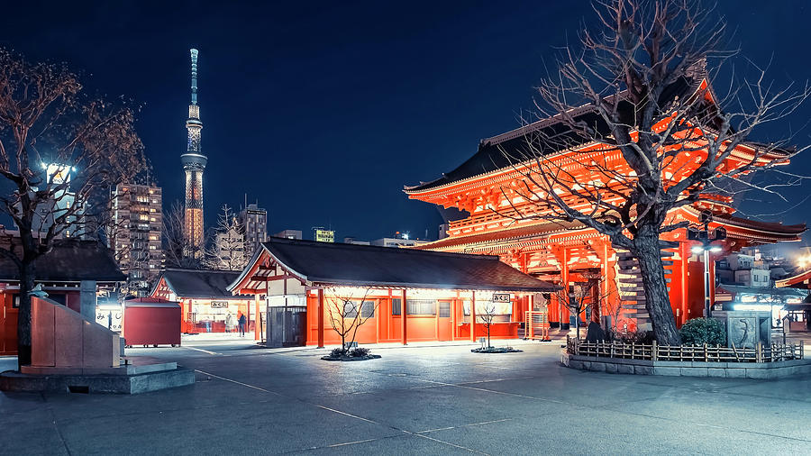 Architecture Photograph - Asakusa Night by Manjik Pictures