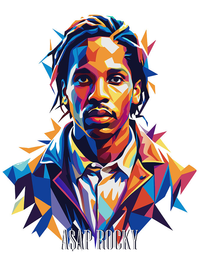 Asap Rocky in WPAP Digital Art by Vector Artnesia Asap Rocky in WPAP Digital Art by Vector Artnesia
