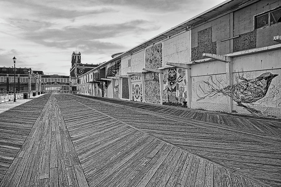 Asbury Park NJ Boardwalk II BW Photograph by Susan Candelario