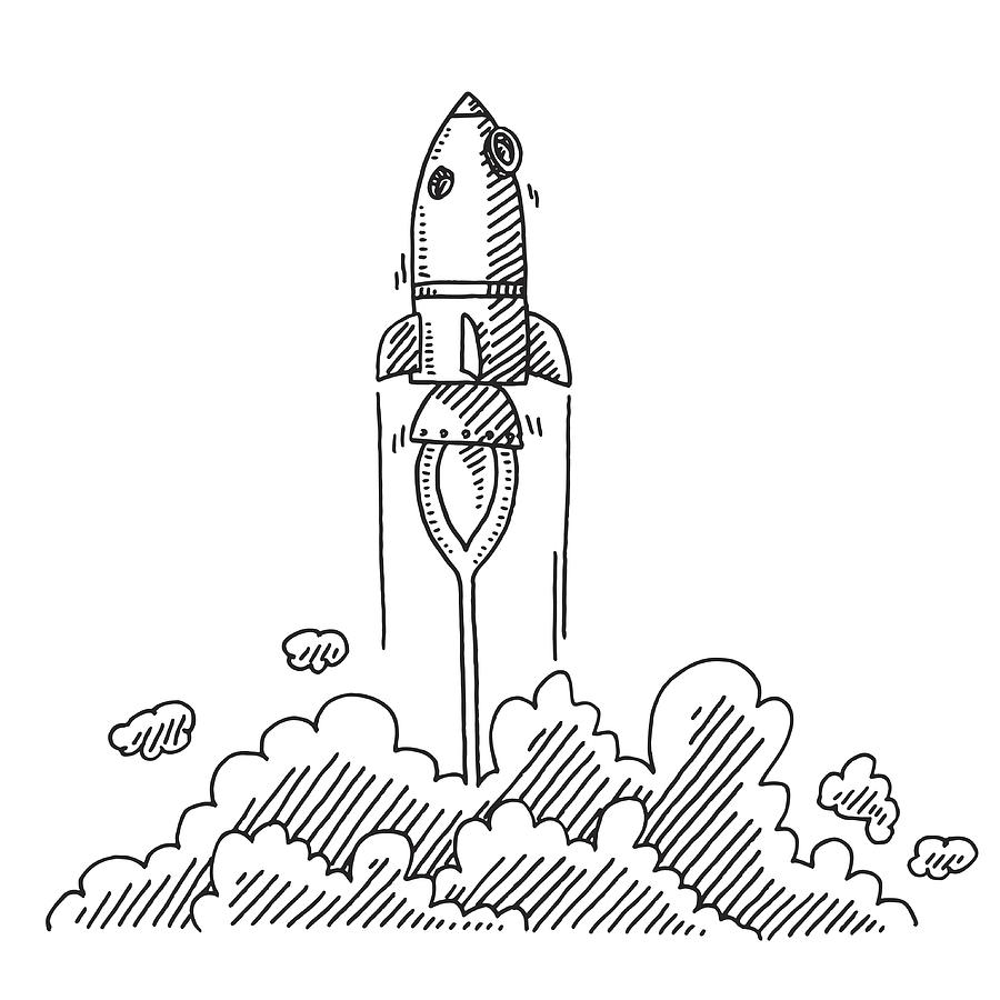 Ascending Rocket Startup Company Concept Drawing Drawing by FrankRamspott