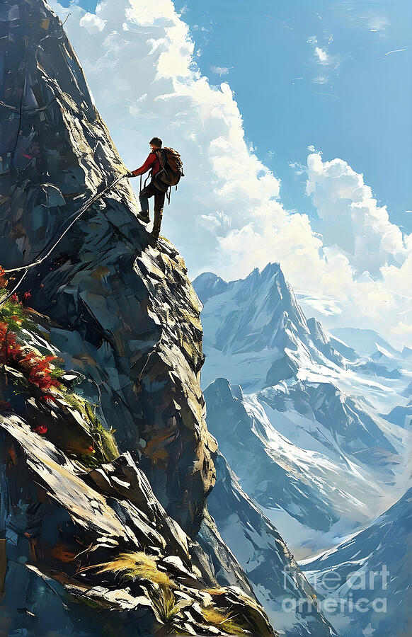 Nature Digital Art - Ascending the summit by Sen Tinel