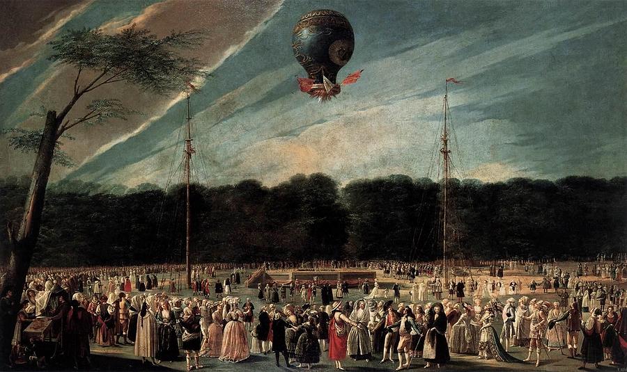 Ascent of the Monsieur Boucle's Montgolfier Balloon in the Gardens of ...