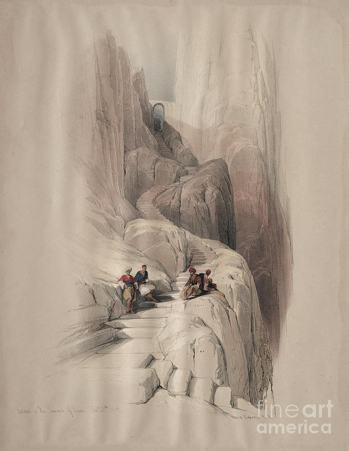 Ascent to the Summit of Sinai Painting by Historic illustrations