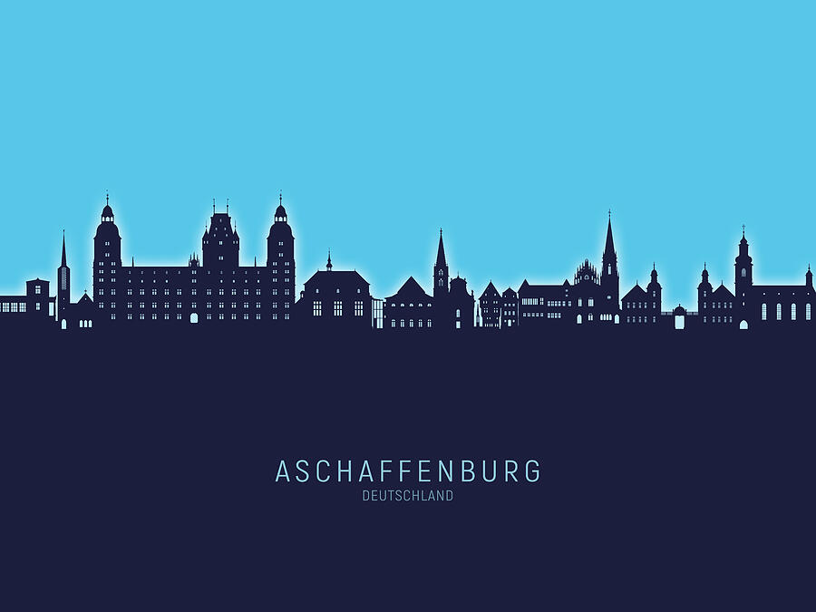 Aschaffenburg Germany Skyline #56 Digital Art by Michael Tompsett