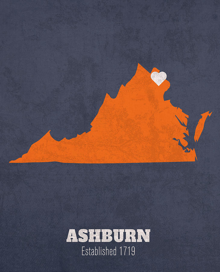 Ashburn Virginia City Map Founded 1719 University Of Virginia Color ...