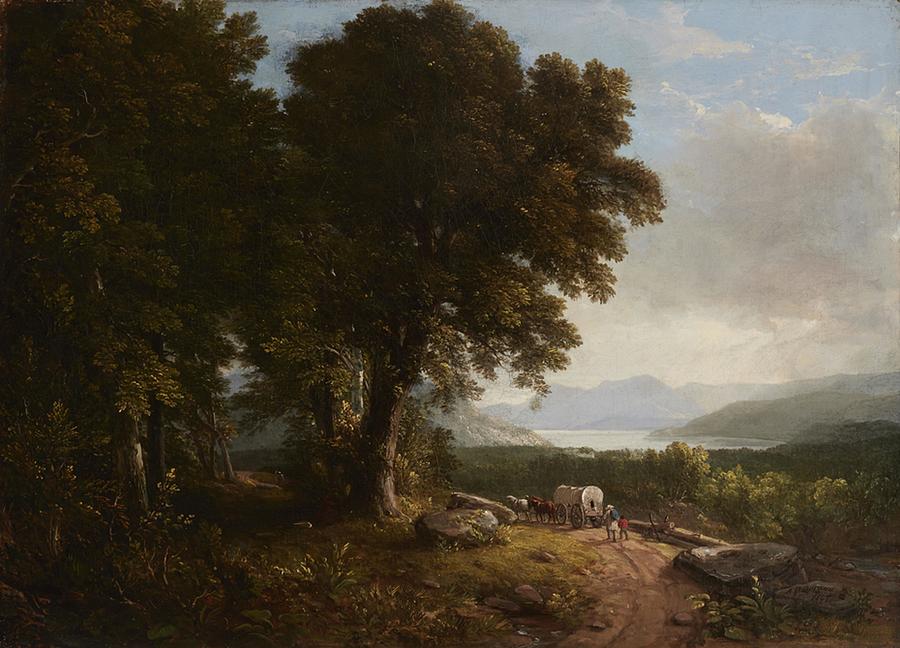 Vintage Painting - Asher Brown Durand - Landscape with Covered Wagon by Les Classics