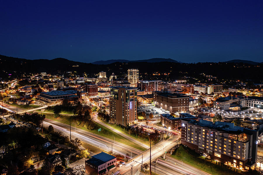Asheville at night Photograph by Alexey Stiop