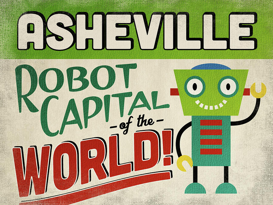 Asheville North Carolina Robot Capital Digital Art by Flo Karp