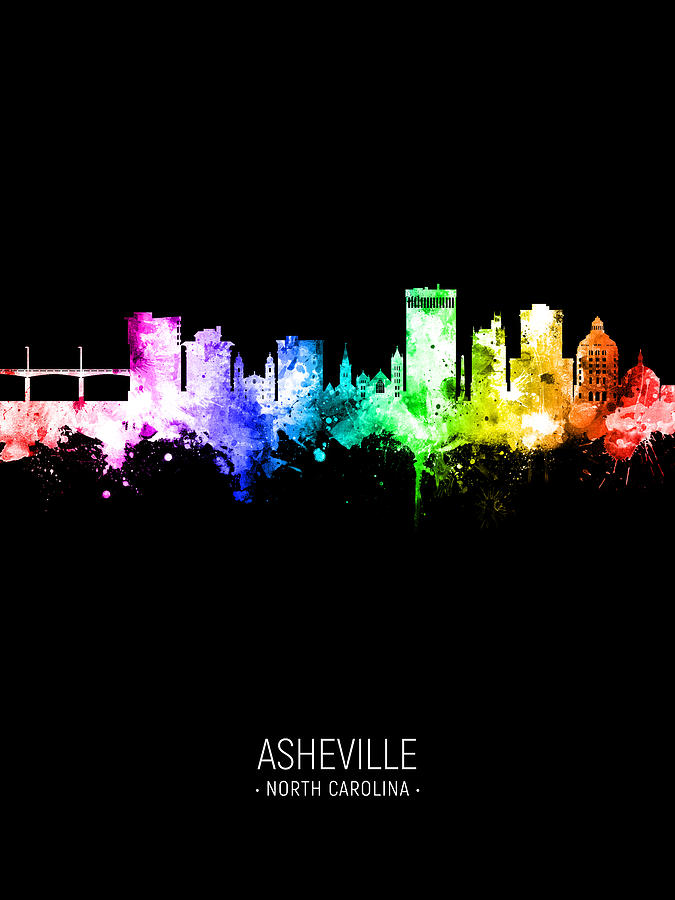 Asheville North Carolina Skyline #00 Digital Art by Michael Tompsett