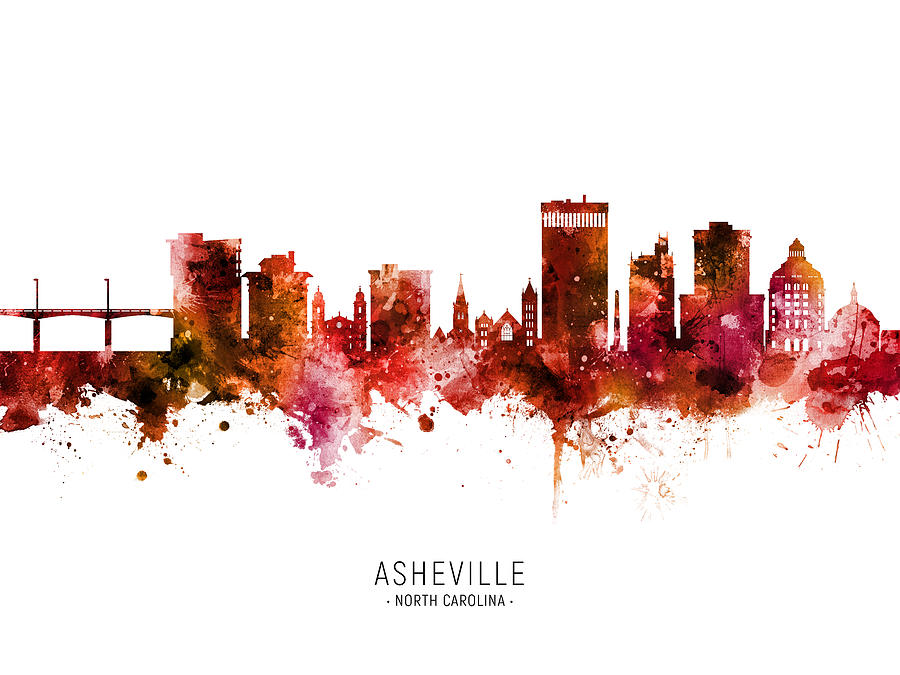 Skyline Digital Art - Asheville North Carolina Skyline #71 by Michael Tompsett