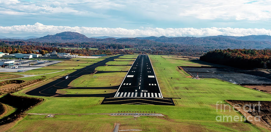 Asheville Regional Airport Runway 16 Landing Approach Aerial Vie Photograph by David Oppenheimer