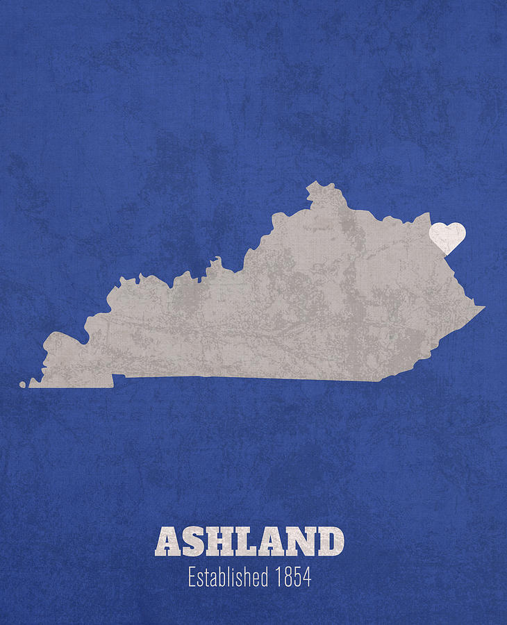 Ashland Kentucky City Map Founded 1854 University of Kentucky Color ...