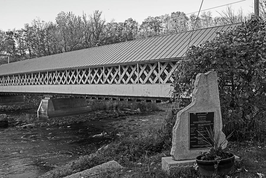 Ashuelot Covered Bridge Fall Foliage Ashuelot NH Black and White Photograph by Toby McGuire