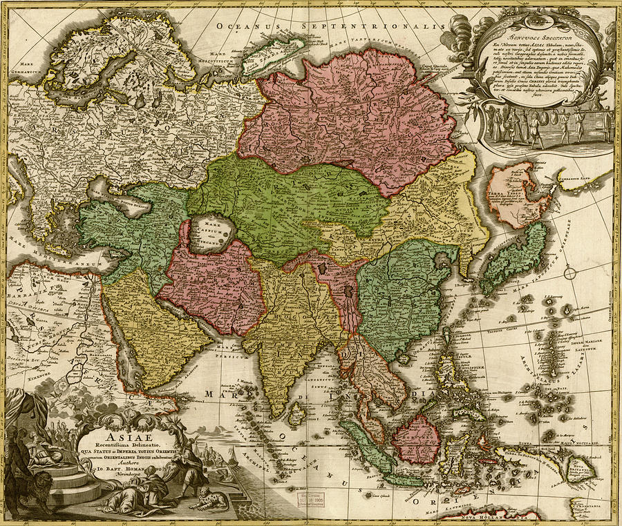 Asia 1725 Drawing by Vintage Maps - Pixels