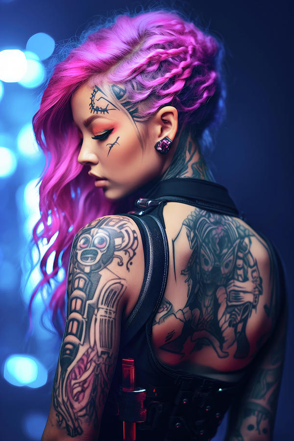Asian Cyberpunk Woman 05 Digital Art by Matthias Hauser