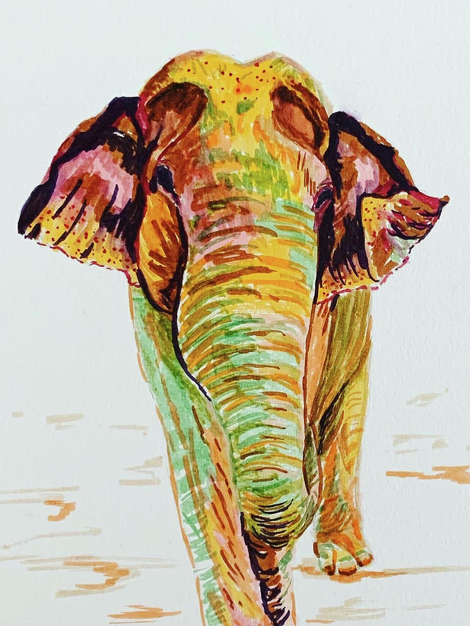 Asian Elephant Painting by Tracy Hutchinson