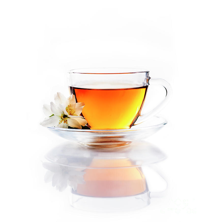 Asian green tea with jasmine flower in transparent teacup isolat Photograph by Jelena Jovanovic
