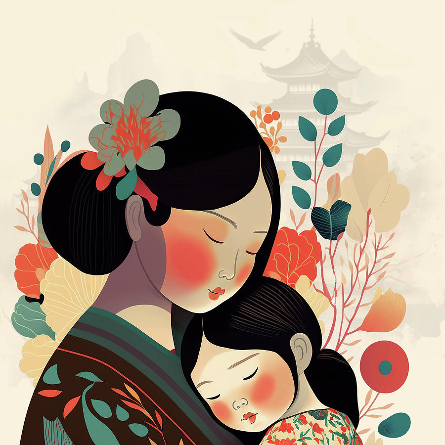 Asian Inspired Mothers Day Digital Art by Doreen Erhardt