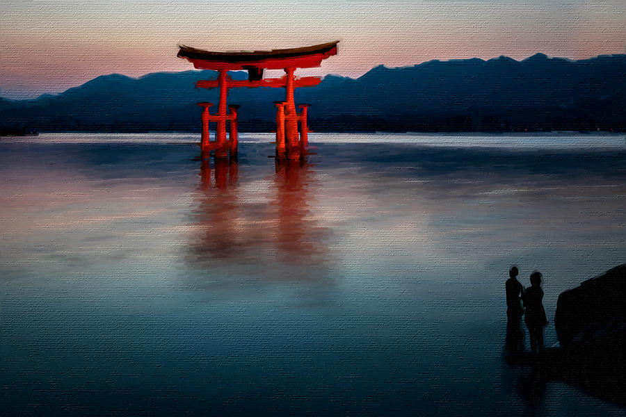 Asian Lake Structure Painting by Tony Rubino