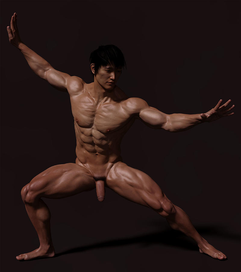 Asian Models Posing Nude - Asian Muscular Male Model Posing 1 Digital Art by Barroa Artworks - Fine  Art America