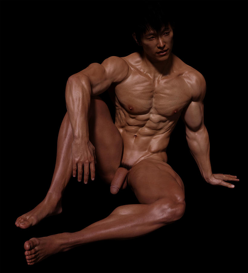 Asian Muscular Male Model Posing 4 Digital Art by Barroa Artworks - Pixels