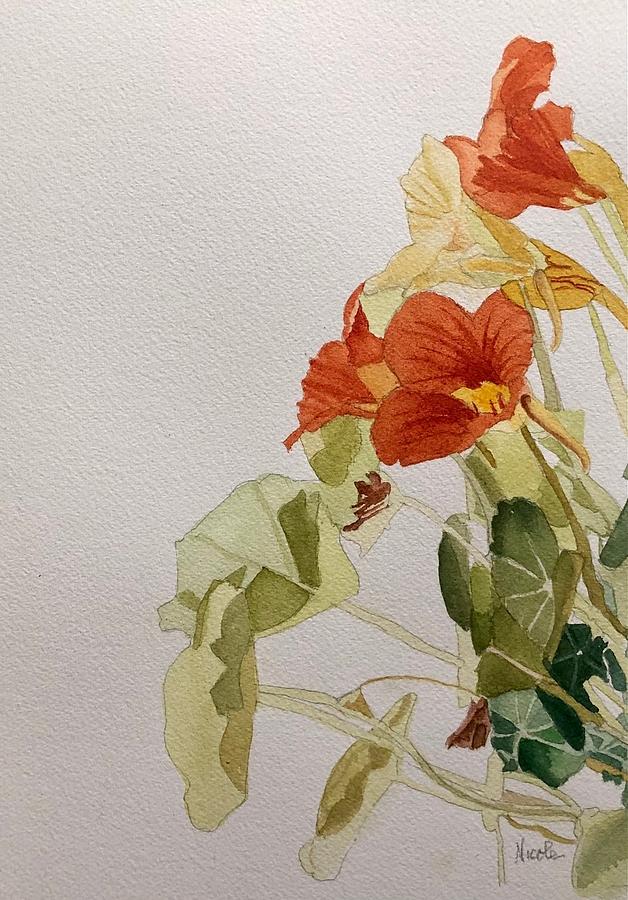 Flowers Still Life Painting - Asian Nasturtiums by Nicole Curreri