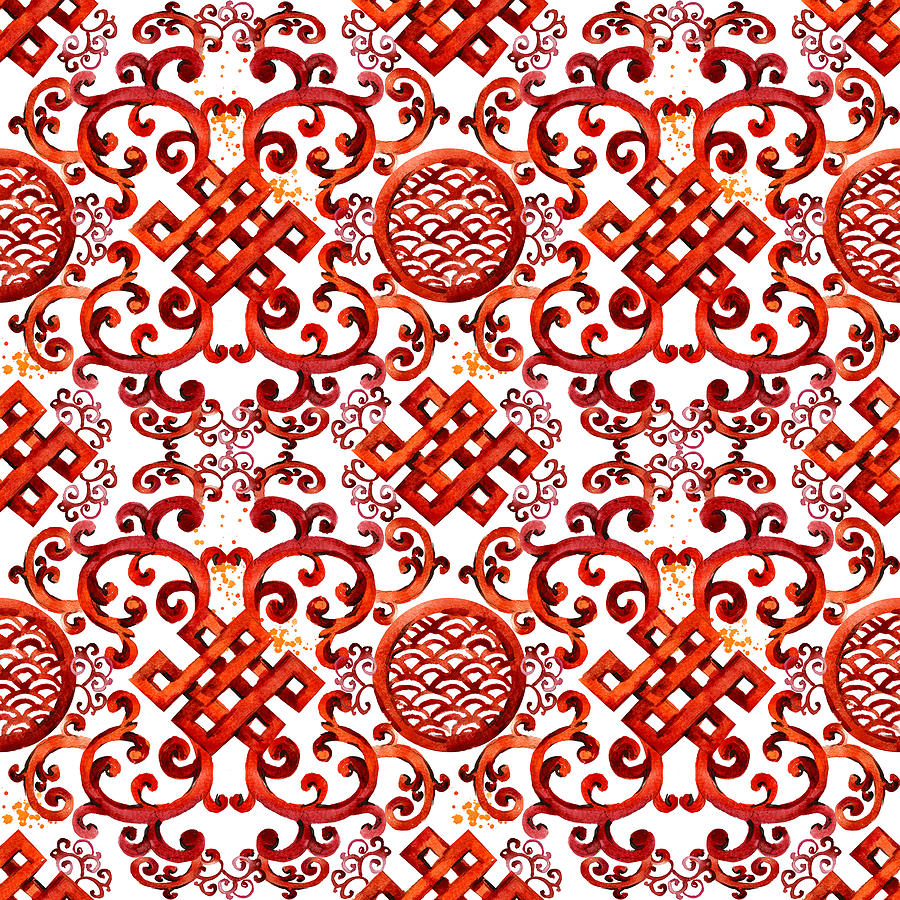 Asian Pattern East Seamless Ornament Drawing