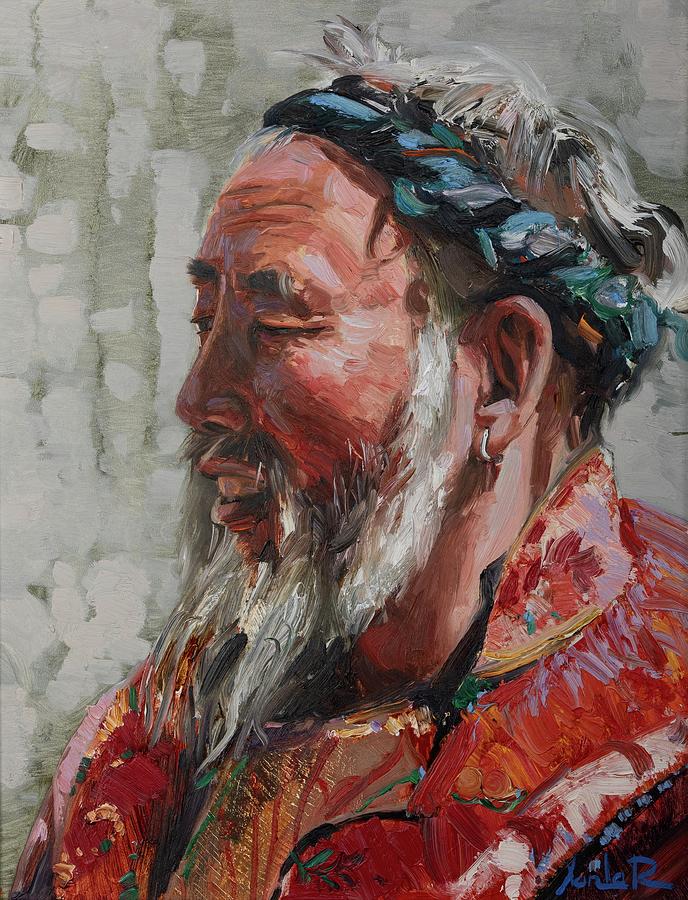 Abstract Painting - Asian Portrait  by Khanlar Asadullayev