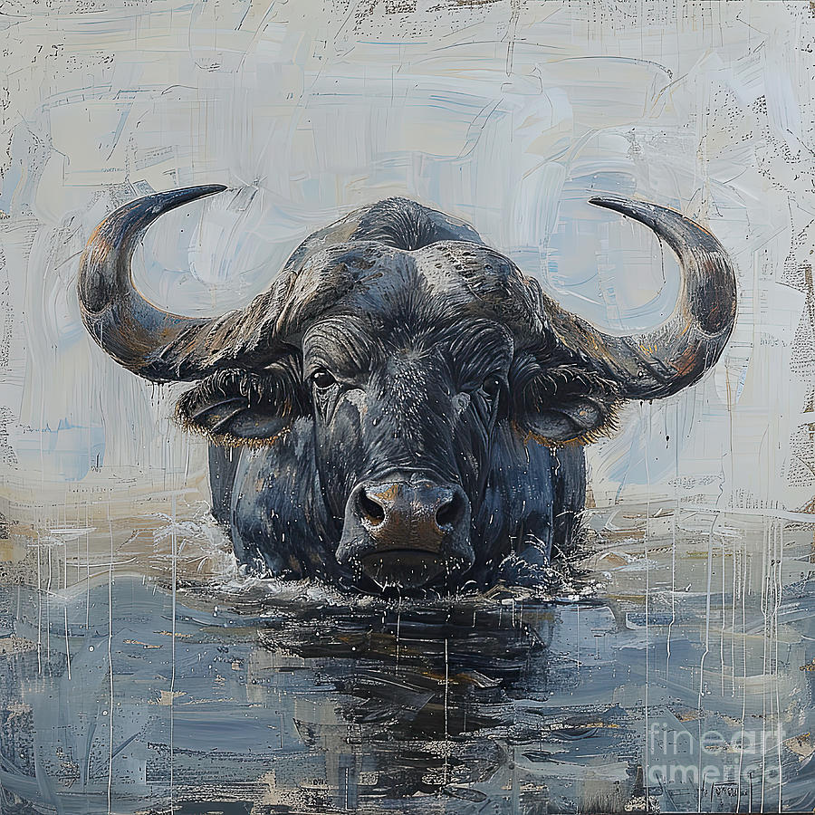 Buffalo Digital Art - Asian Water Buffalo by Elisabeth Lucas