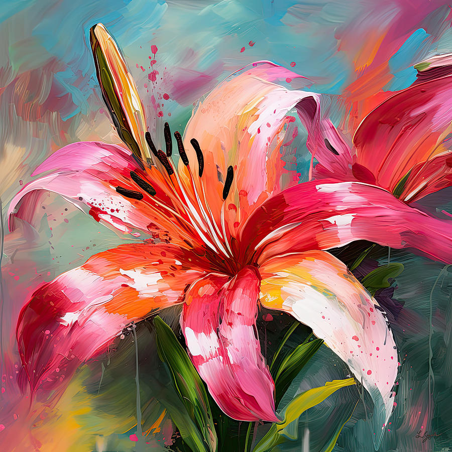 Asiatic Lily Close-up Digital Art by Lourry Legarde