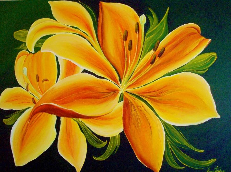 Asiatic Lily Tiny Yellow Painting by Ana Fernandez - Fine Art America