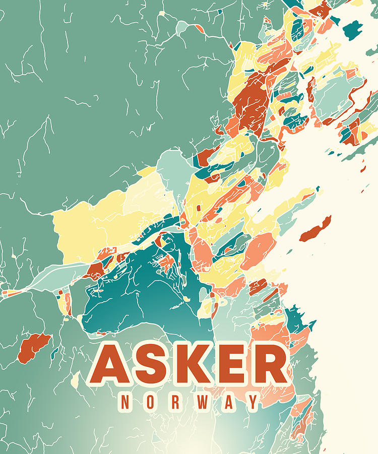 Asker Norway Map Digital Art by Alexandru Chirila Fine Art America