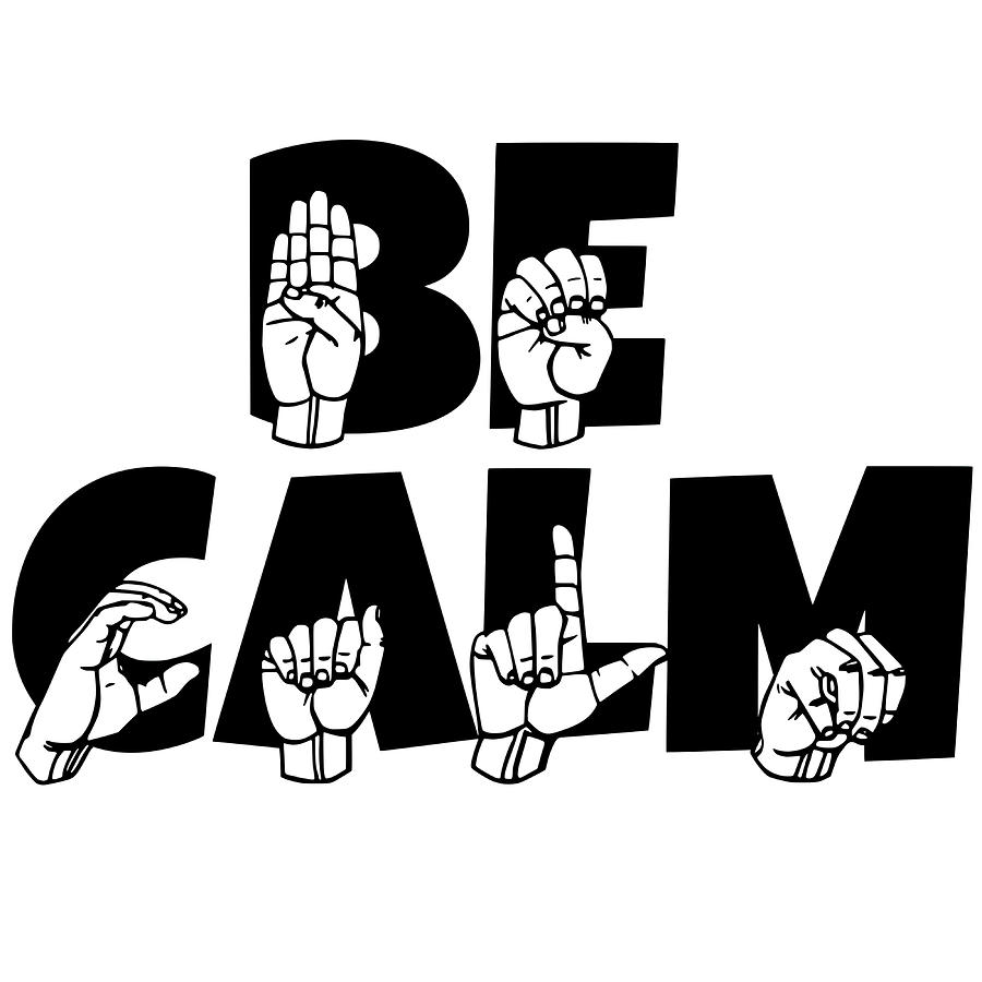 ASL Be Calm Sign Language Poster hipster Painting by Nikki Stephanie