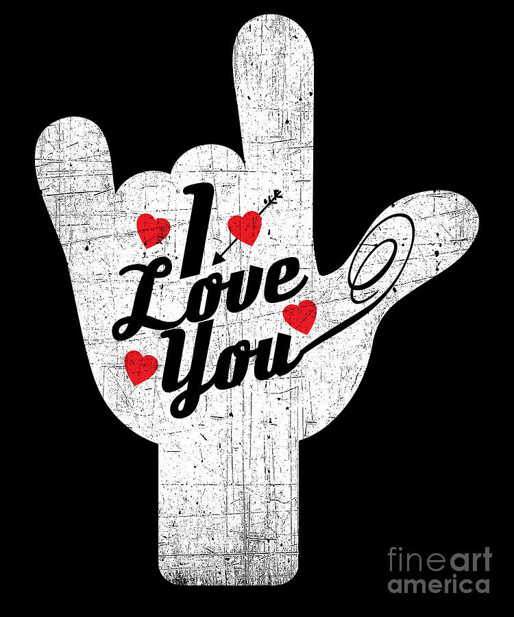 ASL I Love You design America sign Language sign for deaf print Digital ...