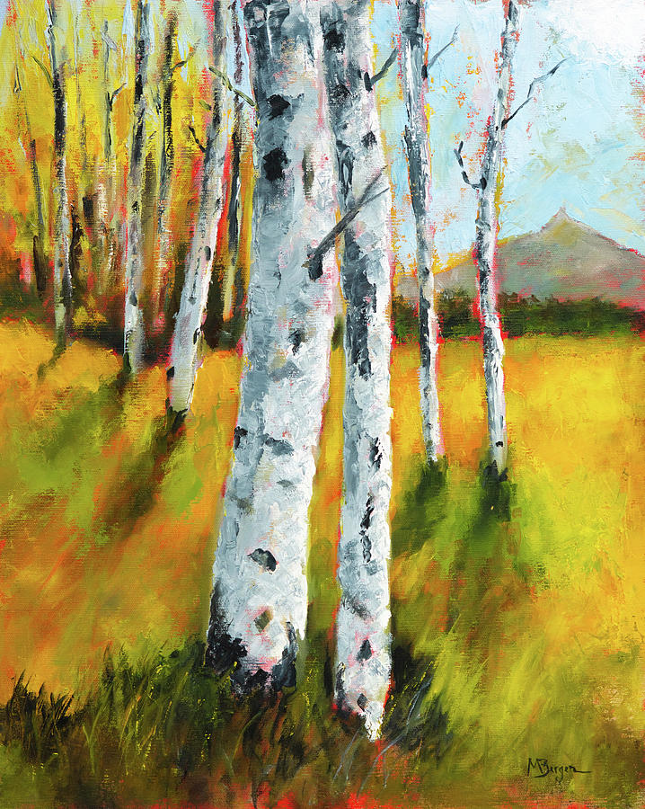 Aspen at Black Butte Painting by Mike Bergen