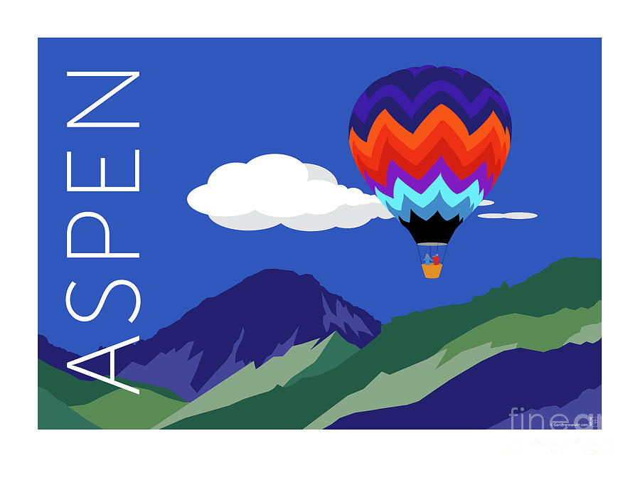 Aspen Balloon - Blue Digital Art by Sam Brennan