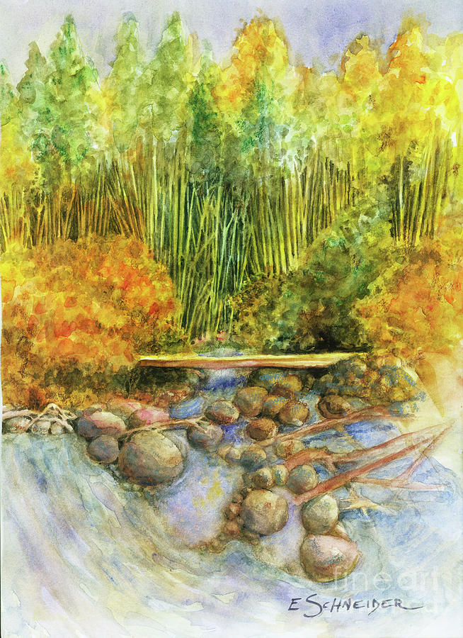 Aspen Creek Painting by Edie Schneider