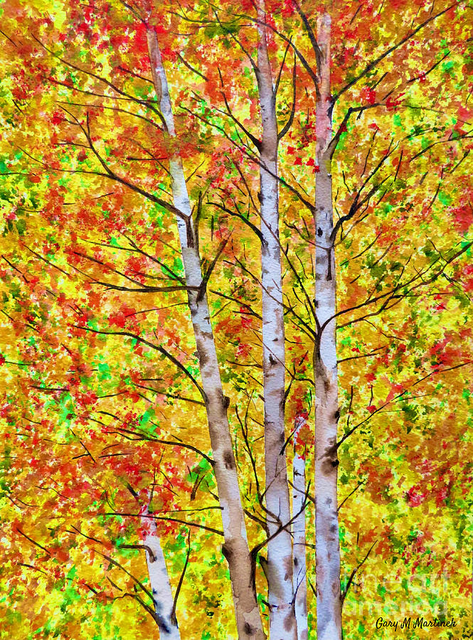 Aspen Fall Colors Painting by Gary Martinek