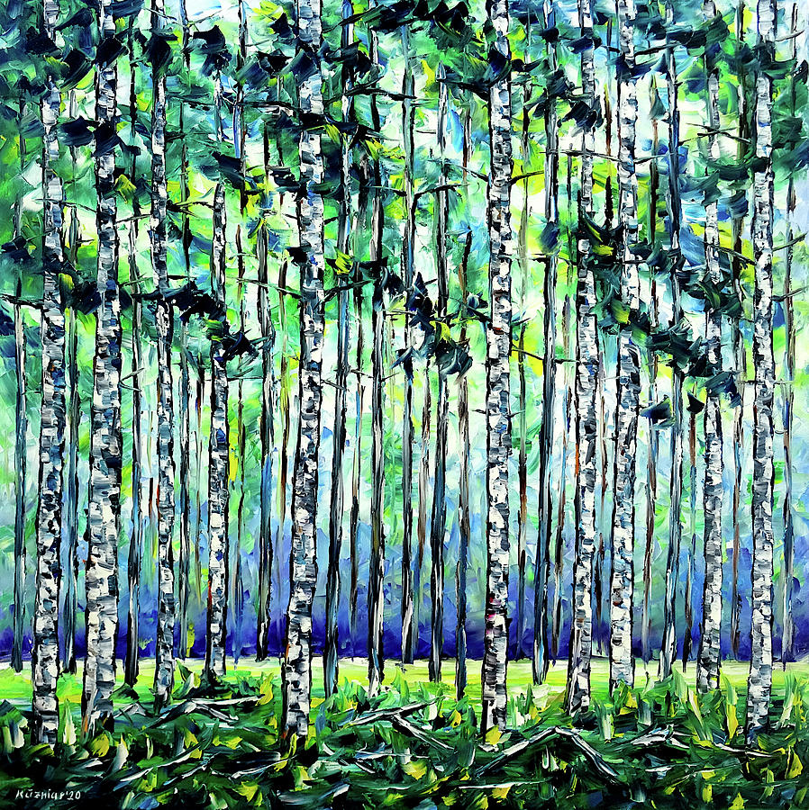 Aspen Forest Painting by Mirek Kuzniar