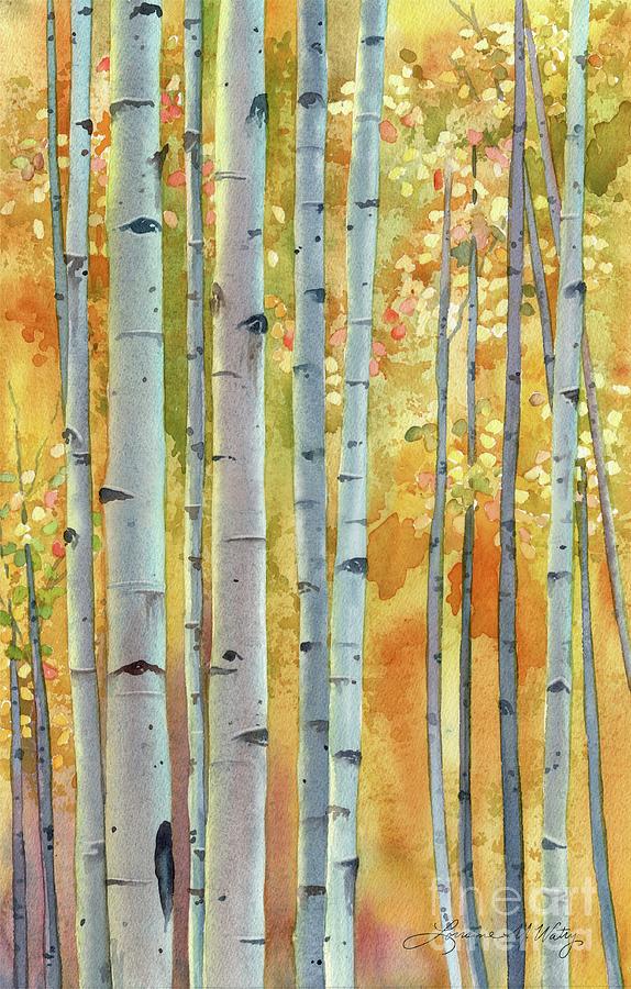 Tree Painting - Aspen Golds by Lorraine Watry