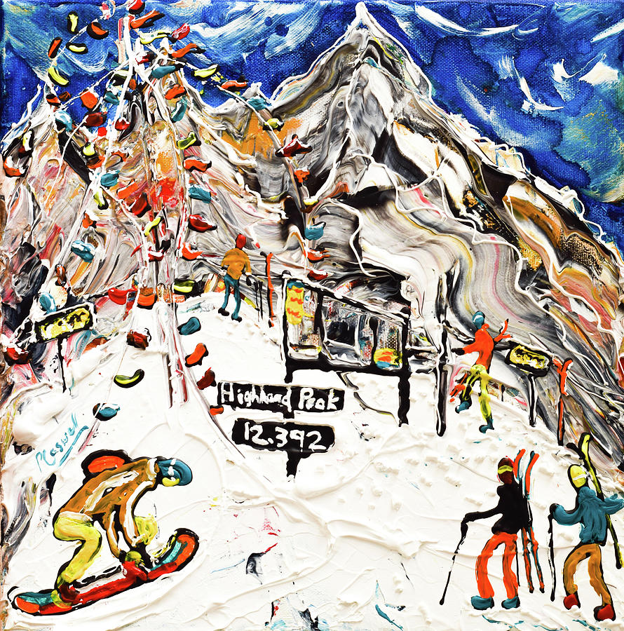 Aspen HIghland Bowl Peak Painting by Pete Caswell