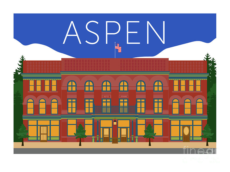 Aspen Hotel Jerome Blue Digital Art by Sam Brennan