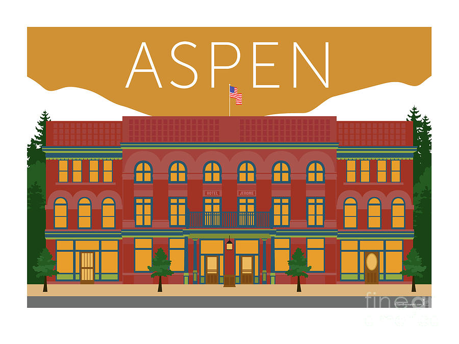 Aspen Hotel Jerome Gold Digital Art by Sam Brennan