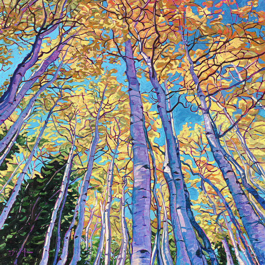 Tree Painting - Aspen Sky by Lauren Forcella