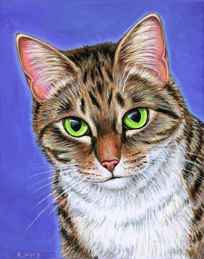 Aspen the Brown Tabby Cat Painting by Rebecca Wang