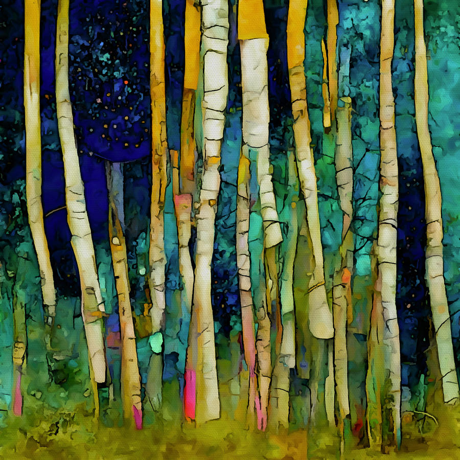 Aspen Trees 1 Mixed Media by Ann Leech