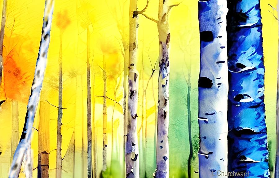 Aspen Trees in the Sun Digital Art by Lois Churchward | Pixels