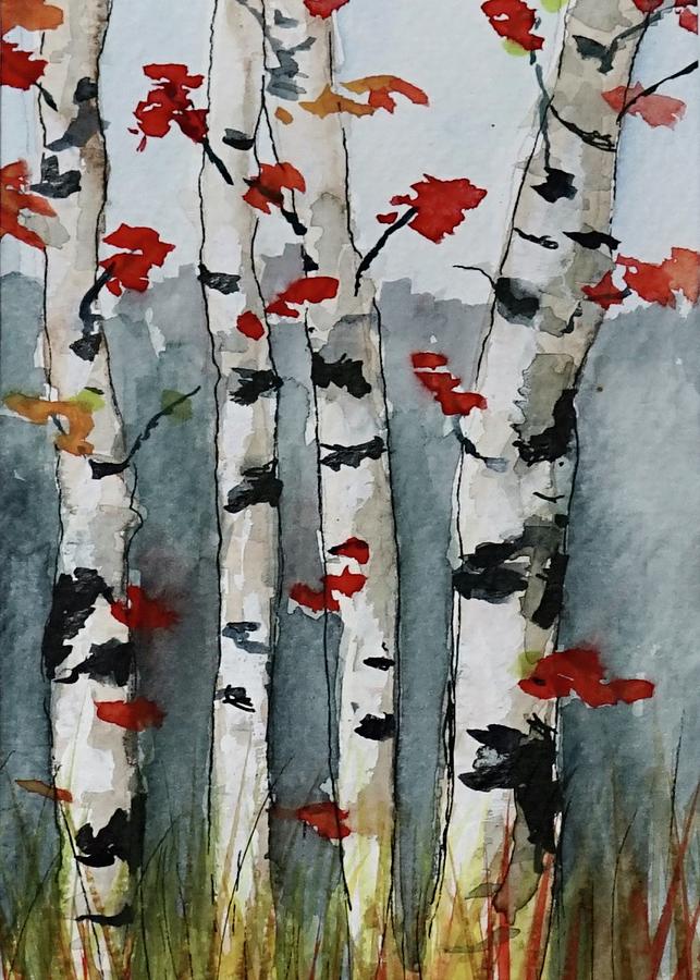 Aspen Trees Painting by Katy Hawk