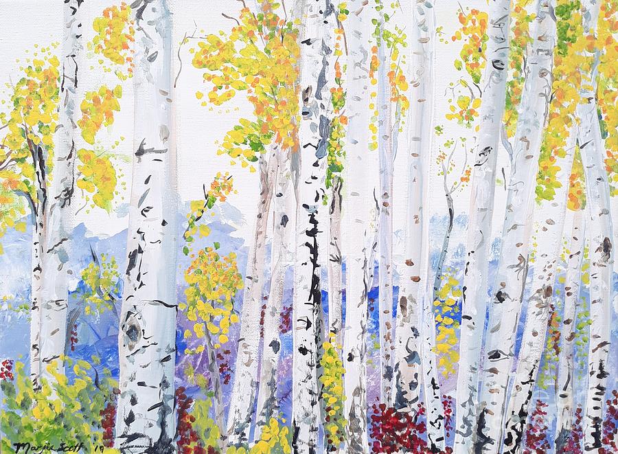Fall aspen trees by Marjie Scott